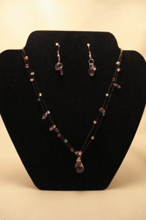 Lavendar Tear Drop Necklace Set