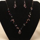 Pink Tear Drop Necklace Set