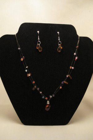 Brown Tear Drop Necklace Set