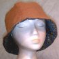 NEW~HANDMADE REVERSIBLE HAT~ORANGE-TAN/BLUE FLORAL DESIGN