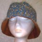 NEW~HANDMADE REVERSIBLE HAT~ORANGE-TAN/BLUE FLORAL DESIGN