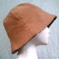 NEW~HANDMADE REVERSIBLE HAT~ORANGE-TAN/BLUE FLORAL DESIGN
