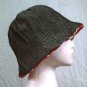 NEW~HANDMADE REVERSIBLE HAT~BLACK DENIM/RED FLORAL