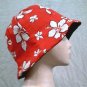 NEW~HANDMADE REVERSIBLE HAT~BLACK DENIM/RED FLORAL