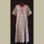 African-Style~CAFTAN & PANTS Set~VINTAGE~HANDMADE~Grey & Red figure printed design
