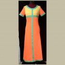 Unique VINTAGE & HANDMADE DRESS~Bright Vivid Colors~Long~Orange/Yellow/Green~size XS/S