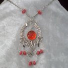 NEW~"EYE OF FLAMES"~Handmade Peruvian NECKLACE ~Alpaca Silver ~Murano/Cascajo beads ~Jewelry