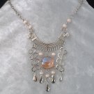 NEW~"ROSE MIST"~Handmade Peruvian NECKLACE ~Alpaca Silver ~Murano/Cat's Eyes beads ~Jewelry