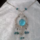 NEW~"EYE OF THE SEA"~Handmade Peruvian NECKLACE ~Alpaca Silver ~Murano/Cascajo beads ~Jewelry