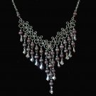 NEW~"VIOLET CASCADES"~Handmade Peruvian NECKLACE ~Alpaca Silver Jewelry ~Cat's Eye beads ~Jewelry