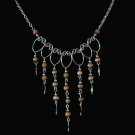 NEW~"AUTUMN GOLD"~Handmade Peruvian NECKLACE ~Alpaca Silver Jewelry ~Cat's Eyes beads