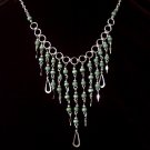 NEW~"EMERALD CASCADES"~Handmade Peruvian NECKLACE ~Alpaca Silver Jewelry ~Cat's Eye beads