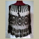 NEW~BLACK CROCHETED PONCHO~Crochet Top~New without Tags