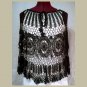 NEW~BLACK CROCHETED PONCHO~Crochet Top~New without Tags