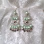 "Pale Emerald Hoop" HANDMADE Peruvian EARRINGS ~ Alpaca Silver Jewelry ~ Cat's Eyes Beads