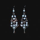 "White Pearl Diamonds" HANDMADE Peruvian EARRINGS ~Alpaca Silver Jewelry ~Cat's Eyes Beads
