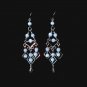 "White Pearl Diamonds" HANDMADE Peruvian EARRINGS ~Alpaca Silver Jewelry ~Cat's Eyes Beads