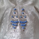 "Triple Elegance in Blue" HANDMADE Peruvian EARRINGS ~Alpaca Silver Jewelry ~Cat's Eyes Beads