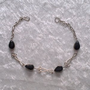 "BLACK MURANO TWIST" HANDMADE PERUVIAN BRACELET ~Alpaca Silver Jewelry ~Murano Glass
