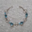 "SKY BLUE MURANO HEARTS" HANDMADE PERUVIAN BRACELET ~Alpaca Silver Jewelry ~Murano Glass
