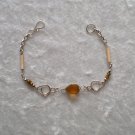 "AMBER TEARDROP" MURANO/BAMBOO Bracelet~HANDMADE PERUVIAN Alpaca Silver Jewelry ~Cat's Eyes beads