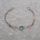 "BLUE CIRCLES" MURANO glass & BAMBOO beads Bracelet ~HANDMADE PERUVIAN Alpaca Silver Jewelry
