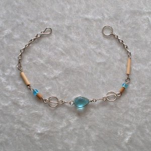 "BLUE CIRCLES" MURANO glass & BAMBOO beads Bracelet ~HANDMADE PERUVIAN Alpaca Silver Jewelry