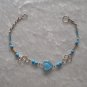 "TRUE BLUE HEART" MURANO glass & BAMBOO beads BRACELET~HANDMADE Peruvian Alpaca Silver Jewelry