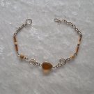"AMBER MELODY" MURANO and BAMBOO BRACELET ~HANDMADE Peruvian Alpaca Silver Jewelry ~Cat's Eye beads