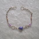 "LILAC CURLS" MURANO glass & BAMBOO beads BRACELET ~HANDMADE Peruvian Alpaca Silver Jewelry