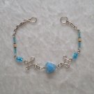 "BLUE HEART IN KNOTS" MURANO glass & BAMBOO beads BRACELET~HANDMADE Peruvian Alpaca Silver Jewelry