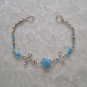 "BLUE HEART IN KNOTS" MURANO glass & BAMBOO beads BRACELET~HANDMADE Peruvian Alpaca Silver Jewelry