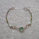 "PALE GREEN TEARS"~MURANO & BAMBOO BRACELET ~HANDMADE Peruvian Alpaca Silver Jewelry~Cat's Eye beads