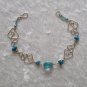 "Turquoise Hearts" MURANO glass & CASCAJO nuggets Bracelet ~HANDMADE Peruvian Alpaca Silver Jewelry