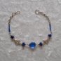 "TRIBAL BLUE" MURANO glass & CASCAJO nugget beads BRACELET ~HANDMADE Peruvian Alpaca Silver Jewelry