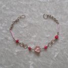 "CELTIC SPIRAL BLUSH" MURANO glass & CASCAJO beads BRACELET ~HANDMADE Peruvian Alpaca Silver Jewelry