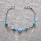 "MANY HEARTS" MURANO glass & CASCAJO nugget beads BRACELET ~HANDMADE Peruvian Alpaca Silver Jewelry