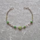 "LIME TWIST" MURANO glass & CASCAJO nugget beads BRACELET ~HANDMADE Peruvian Alpaca Silver Jewelry