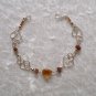 "AMBER HEARTS" MURANO glass & CASCAJO nugget beads BRACELET ~HANDMADE Peruvian Alpaca Silver Jewelry