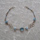 "BLUE SERPENTINE" MURANO glass & CASCAJO nuggets BRACELET ~HANDMADE Peruvian Alpaca Silver Jewelry