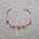 "PINK HEART & KNOTS" MURANO glass & CASCAJO beads BRACELET ~HANDMADE Peruvian Alpaca Silver Jewelry