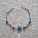 "Turquoise Diamond Coils" MURANO & CASCAJO beads BRACELET ~HANDMADE Peruvian Alpaca Silver Jewelry