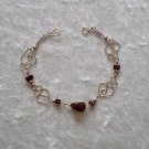 "DEEP VIOLET HEARTS" MURANO glass & CASCAJO beads BRACELET ~HANDMADE Peruvian Alpaca Silver Jewelry