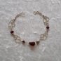"DEEP VIOLET HEARTS" MURANO glass & CASCAJO beads BRACELET ~HANDMADE Peruvian Alpaca Silver Jewelry