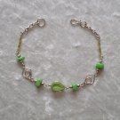 "TRIBAL LIME DIAMONDS" MURANO & CASCAJO beads BRACELET ~HANDMADE Peruvian Alpaca Silver Jewelry