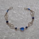 "TRUE BLUE" MURANO glass & CASCAJO nugget beads BRACELET ~HANDMADE Peruvian Alpaca Silver Jewelry