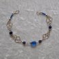 "TRUE BLUE" MURANO glass & CASCAJO nugget beads BRACELET ~HANDMADE Peruvian Alpaca Silver Jewelry