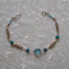 "Turquoise Coils" MURANO glass & CASCAJO nuggets BRACELET ~HANDMADE Peruvian Alpaca Silver Jewelry