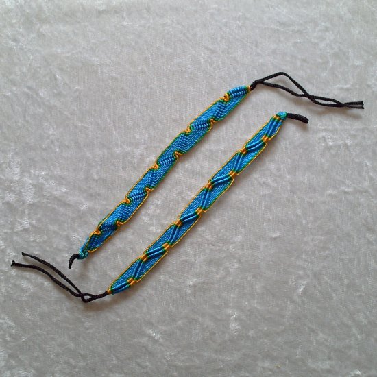 Handmade Friendship Bracelet ~aqua And Green And Yellow ~bright Colors ~zig Zag Pattern ~jewelry 1308