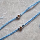 HANDMADE PERUVIAN BEADED FRIENDSHIP BRACELET ~ Light blue with Yin-Yang Sun bead ~Jewelry